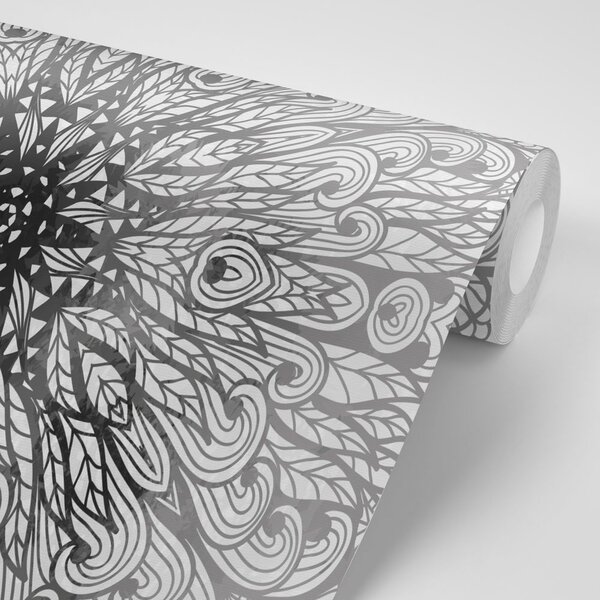 Tapeta unikalny ornament etniczny w czerni i bieli
