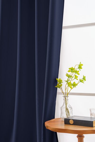 Ciemnoniebieska zasłona OXFORD LIGHT 140x250 cm Zawieszanie: Taśma z wiązaniami