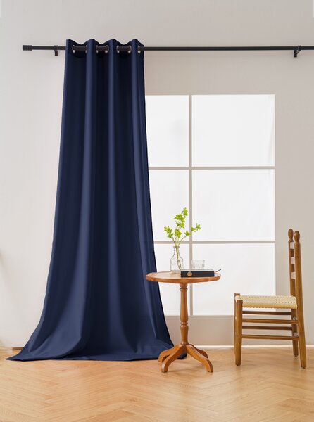 Ciemnoniebieska zasłona OXFORD LIGHT 140x250 cm Zawieszanie: Taśma z wiązaniami