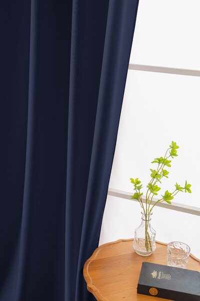 Ciemnoniebieska zasłona OXFORD LIGHT 140x250 cm Zawieszanie: Taśma z wiązaniami