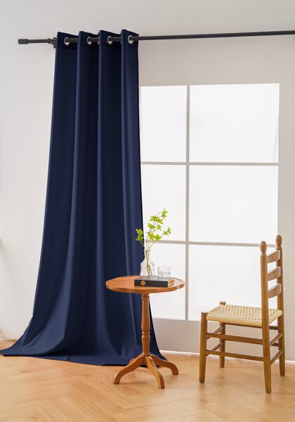 Ciemnoniebieska zasłona OXFORD LIGHT 140x250 cm Zawieszanie: Taśma z wiązaniami