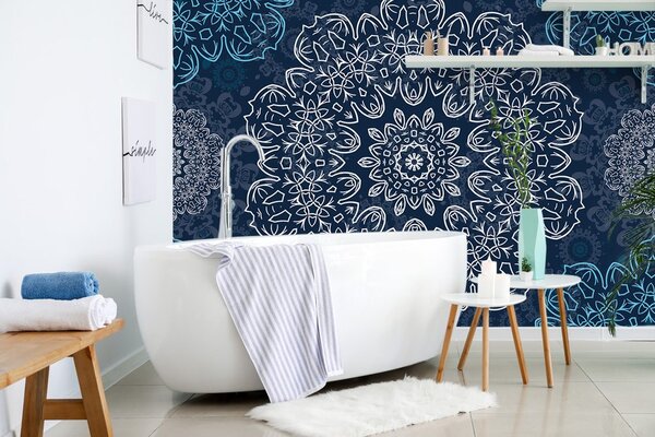 Tapeta niebieska mandala z abstrakcyjnym wzorem