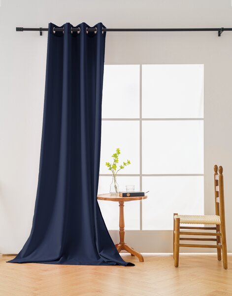 Ciemnoniebieska zasłona OXFORD LIGHT 140x250 cm Zawieszanie: Taśma z wiązaniami