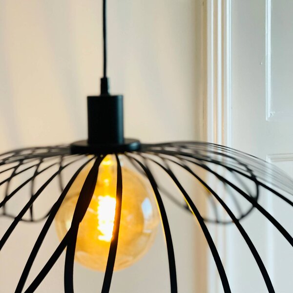 Dyberg Larsen Lampa wisząca designerska Blumen, możliwość ściemniania, czarny, salon / jadalnia, metal, design