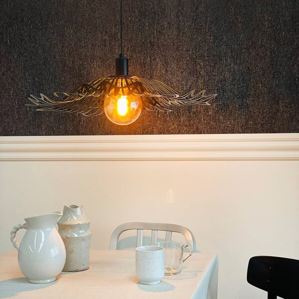 Dyberg Larsen Lampa wisząca designerska Flora, możliwość ściemniania, czarny, salon / jadalnia, metal, design