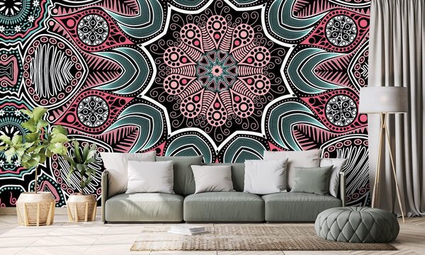 Tapeta indyjska mandala z kwiatowym wzorem