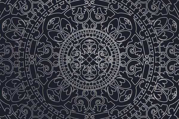 Tapeta orientalny ornament w czerni i bieli