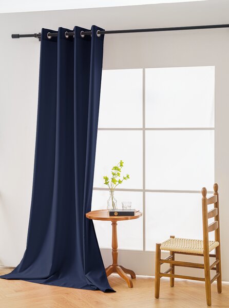 Ciemnoniebieska zasłona OXFORD LIGHT 140x250 cm Zawieszanie: Taśma z wiązaniami