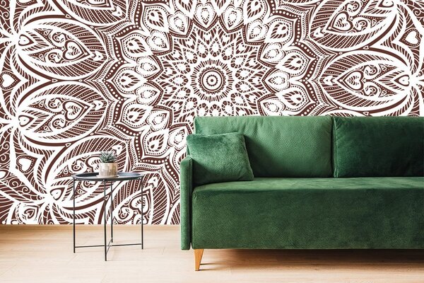 Tapeta Mandala harmonii na brązowym tle