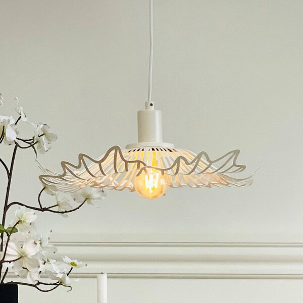 Dyberg Larsen Lampa wisząca designerska Flora, możliwość ściemniania, biały / opal, salon / jadalnia, metal, design