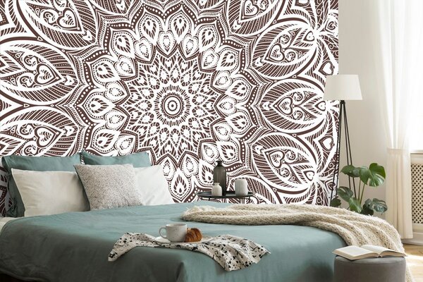 Tapeta Mandala harmonii na brązowym tle