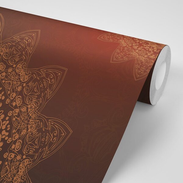 Tapeta nowoczesne elementy Mandala w odcieniach brązu