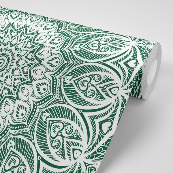 Tapeta Mandala harmonii na zielonym tle
