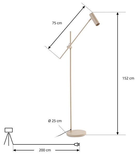 Lampa stojąca Vilo Lindby, kremowy / amber, salon / jadalnia, metal, skandynawski