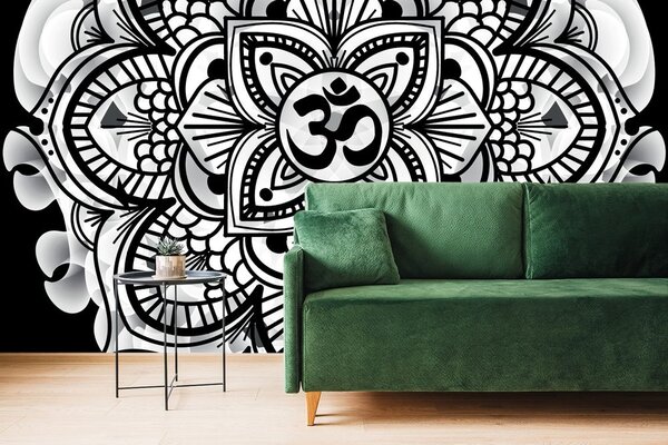 Tapeta Mandala zdrowia w czarno-białym stylu