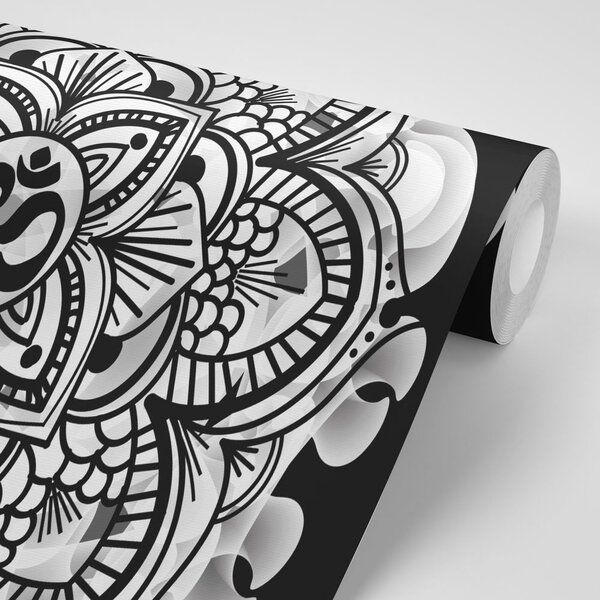 Tapeta Mandala zdrowia w czarno-białym stylu