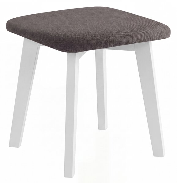 Taboret kwadratowy MILO Beż Taupe (Storm 26) / stelaż bukowy biały