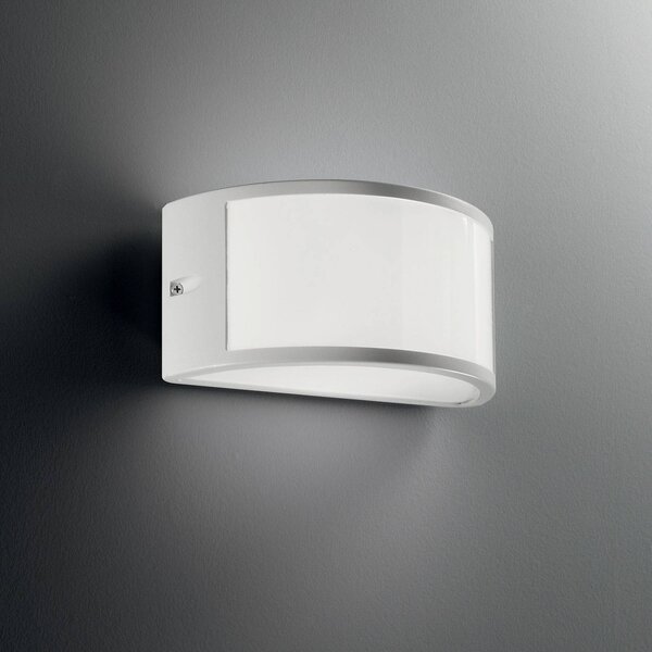 IDEAL LUX Kinkiet zewnętrzny Rex 1, możliwość ściemniania, biały / opal, aluminium