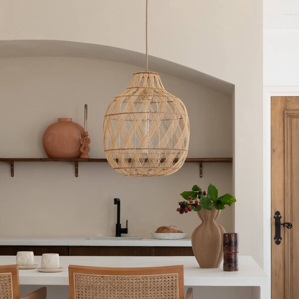Good & Mojo Lampa wisząca Mendoza, możliwość ściemniania, jasne drewno, salon / jadalnia, bambus, design