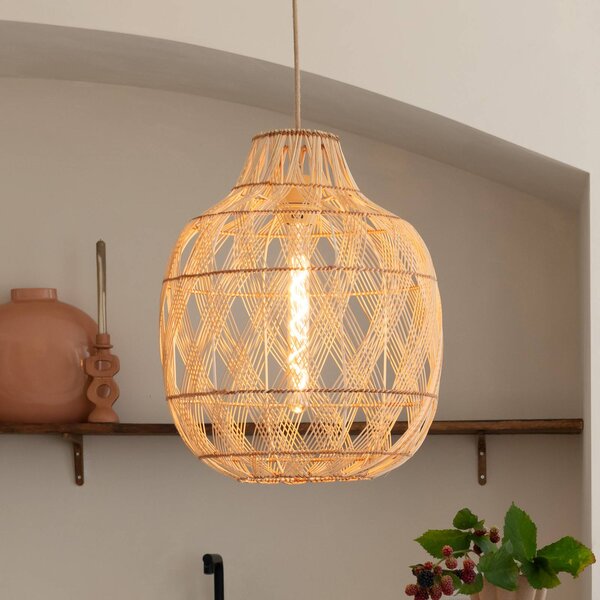 Good & Mojo Lampa wisząca Mendoza, możliwość ściemniania, jasne drewno, salon / jadalnia, bambus, design