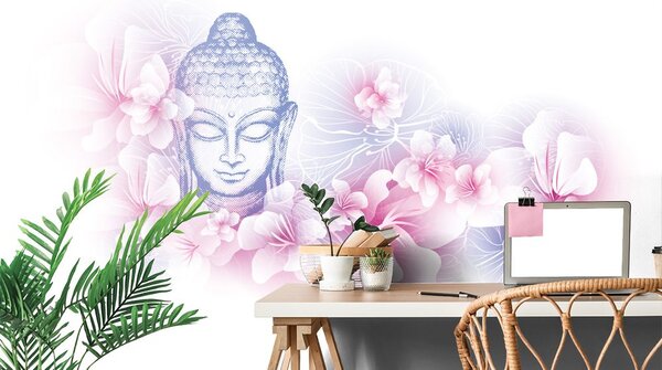 Tapeta Budda z kwiatami sakury