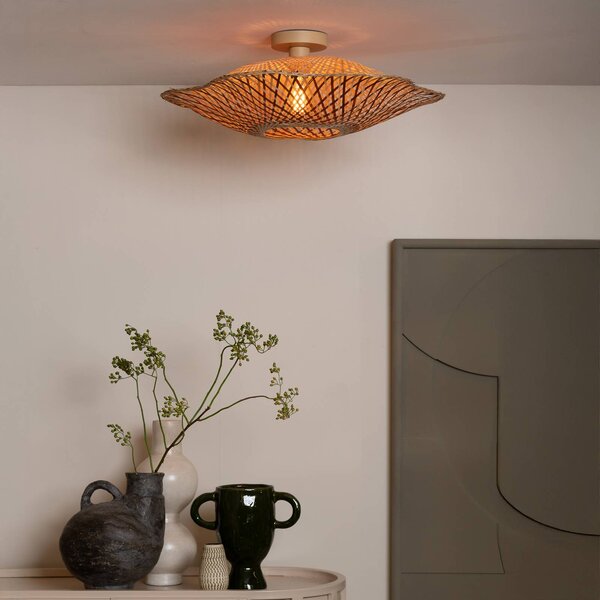 Good & Mojo Lampa sufitowa Madura, możliwość ściemniania, jasne drewno, salon / jadalnia, bambus