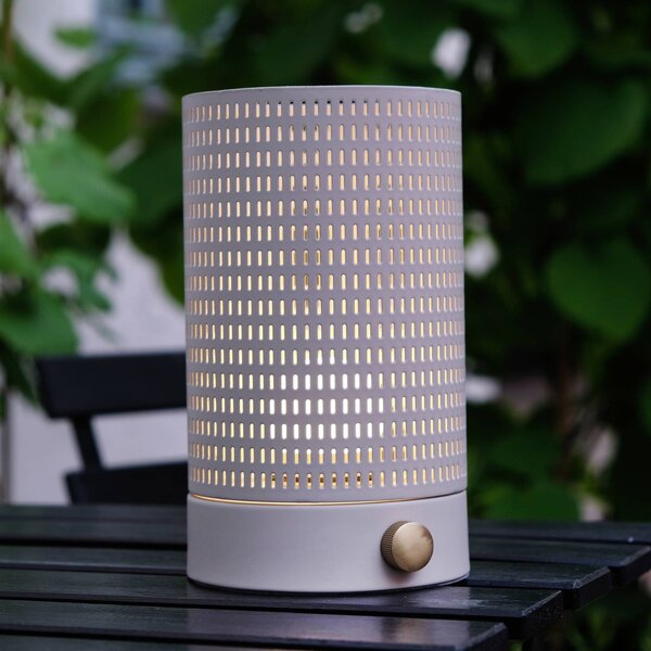 Dyberg Larsen Lampa stołowa design Mesh, możliwość ściemniania, biały / opal, salon / jadalnia, metal, design