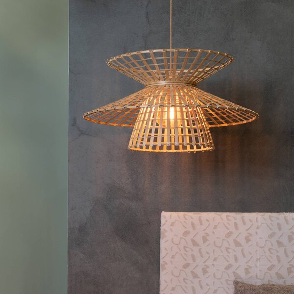 Good & Mojo Lampa wisząca Machu Picchu, możliwość ściemniania, jasne drewno, salon / jadalnia, bambus