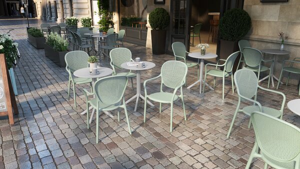 VERANO Pastelowo Zielone - NOWOCZESNE KRZESŁO OGRODOWE PLASTIKOWE (do kuchni, kawiarni, ogrodu) [SZTAPLOWANE]