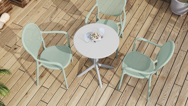 VERANO Pastelowo Zielone - NOWOCZESNE KRZESŁO OGRODOWE PLASTIKOWE (do kuchni, kawiarni, ogrodu) [SZTAPLOWANE]