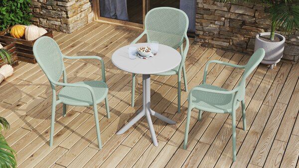 VERANO Pastelowo Zielone - NOWOCZESNE KRZESŁO OGRODOWE PLASTIKOWE (do kuchni, kawiarni, ogrodu) [SZTAPLOWANE]