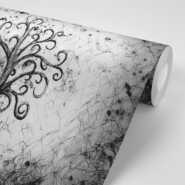 Tapeta czarno-biały symbol drzewa życia