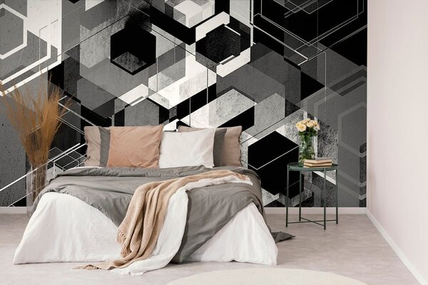Tapeta geometria w czerni i bieli