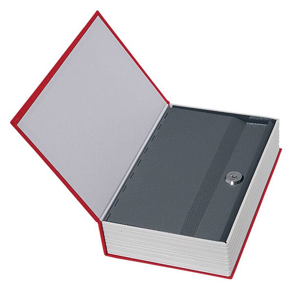 Sejf książka, metalowa kasetka BOOKCASE, czerwony