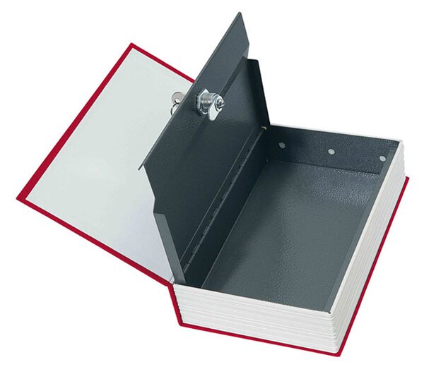 Sejf książka, metalowa kasetka BOOKCASE, czerwony