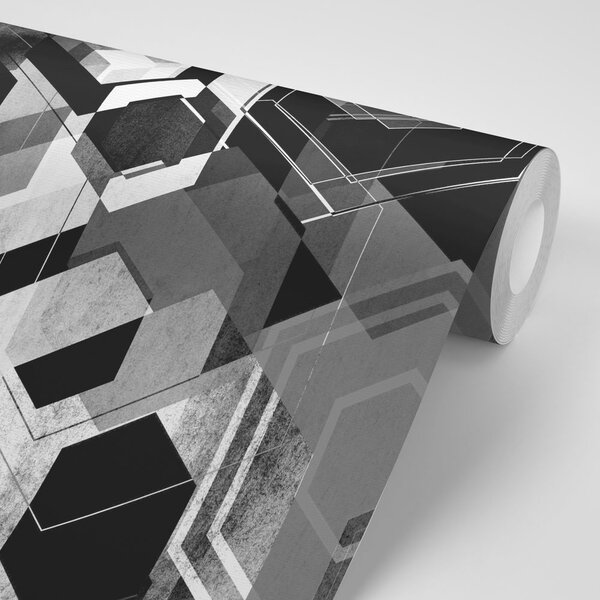Tapeta geometria w czerni i bieli