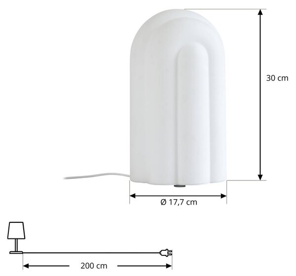 Lampa stołowa LED Lunja Lucande, możliwość ściemniania, biały / opal, salon / jadalnia, szkło, nowoczesny