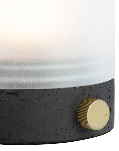 Dyberg Larsen Lampa stołowa design Cozy, możliwość ściemniania, aluminiowy / szary / cynkowy, salon / jadalnia, beton, design