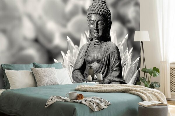 Fototapeta spokojny czarno-biały Budda