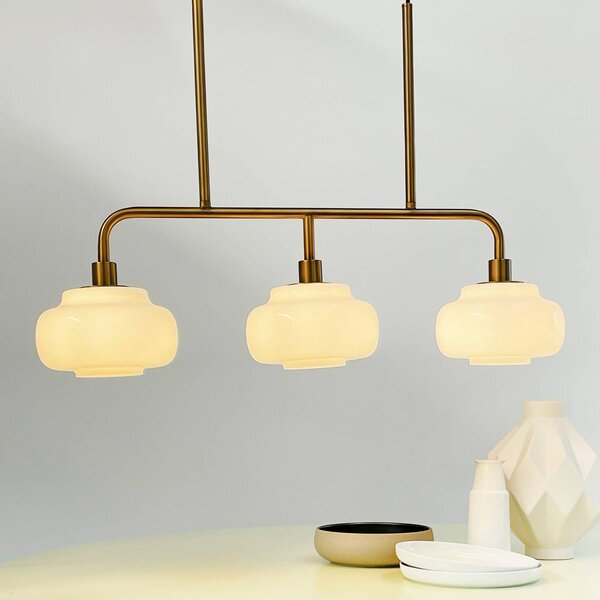 Dyberg Larsen Lampa wisząca designerska Ossett, możliwość ściemniania, brązowy / mosiężny, salon / jadalnia, metal, design