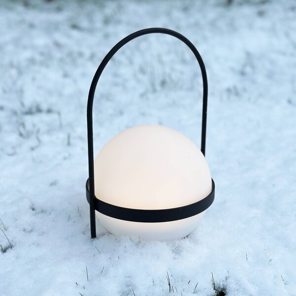 Dyberg Larsen Lampa solarna LED Summer, biała/czarna, wysokość 26 cm możliwość ściemniania, czarny, metal, design