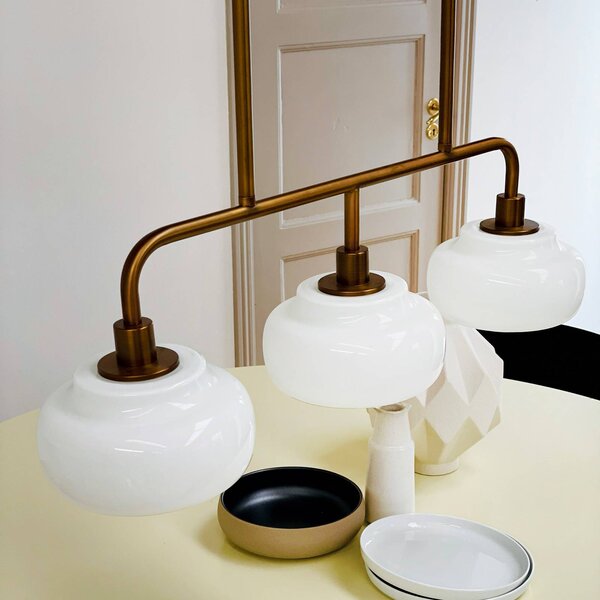 Dyberg Larsen Lampa wisząca designerska Ossett, możliwość ściemniania, brązowy / mosiężny, salon / jadalnia, metal, design