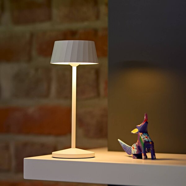 Sigor Lampa stołowa LED Facetta, biała, 22 cm, metal, CCT IP44 możliwość ściemniania, biały / opal, salon / jadalnia, aluminium, nowoczesny