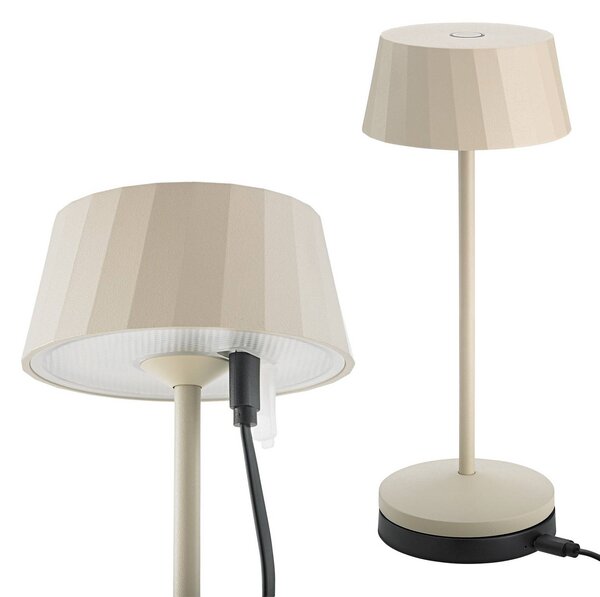Sigor Lampa stołowa LED Facetta, beżowa, 22 cm, metal, CCT IP44 możliwość ściemniania, kremowy / amber, salon / jadalnia, aluminium, nowoczesny