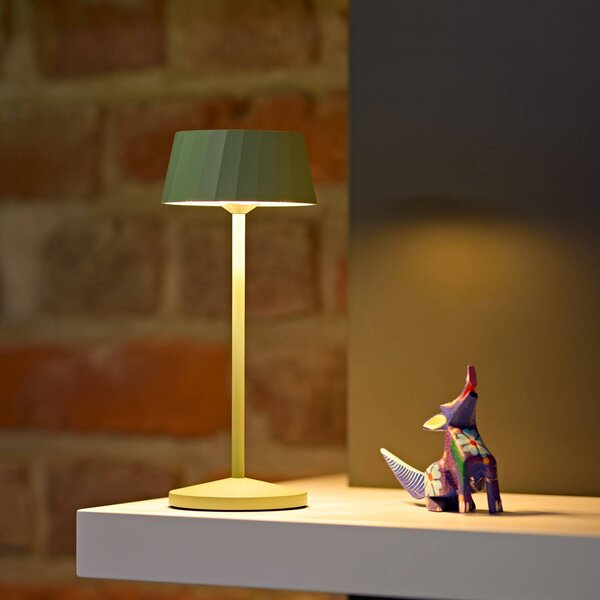 Sigor Lampa stołowa LED z akumulatorem Facetta, zielona, wysokość 22 cm, metal, CCT możliwość ściemniania, zielony, salon / jadalnia, aluminium, nowoczesny