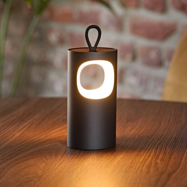 Sigor Lampa stołowa LED z akumulatorem Lunari, czarna, 16 cm, metal, CCT IP44 możliwość ściemniania, czarny, salon / jadalnia, aluminium, nowoczesny