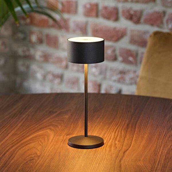Sigor Lampa stołowa LED Veluna, czarna, wysokość 25 cm IP44 ściemniany CCT możliwość ściemniania, czarny, salon / jadalnia, aluminium, nowoczesny