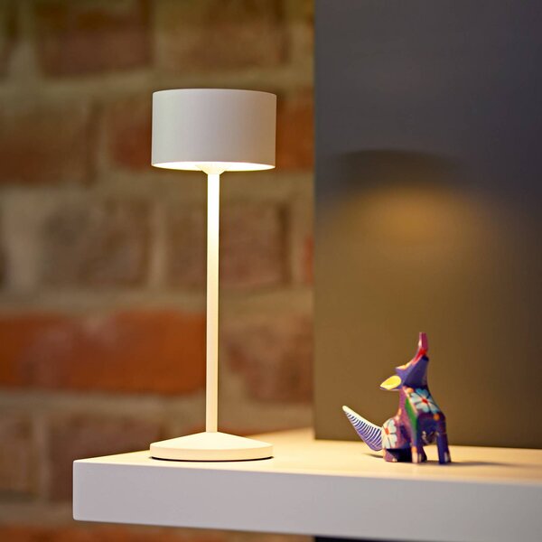 Sigor Lampa stołowa LED Veluna, biała, wysokość 25 cm, IP44, ściemniana, CCT możliwość ściemniania, biały / opal, salon / jadalnia, aluminium, nowoczesny