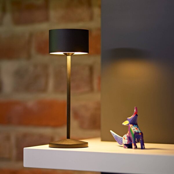 Sigor Lampa stołowa LED Veluna, czarna, wysokość 25 cm IP44 ściemniany CCT możliwość ściemniania, czarny, salon / jadalnia, aluminium, nowoczesny