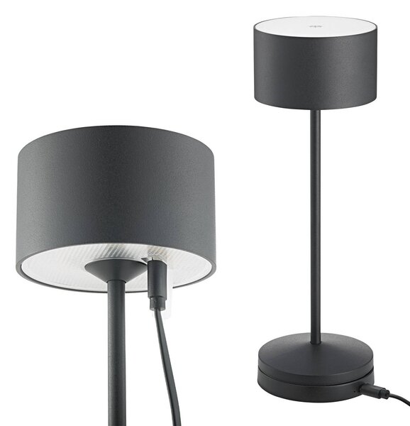 Sigor Lampa stołowa LED Veluna, czarna, wysokość 25 cm IP44 ściemniany CCT możliwość ściemniania, czarny, salon / jadalnia, aluminium, nowoczesny